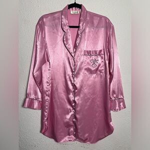 Victoria's Secret Gold Label Pink Satin Pajama Top Medium